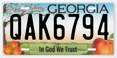 GA license plate QAK6794