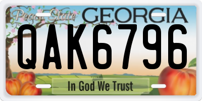 GA license plate QAK6796