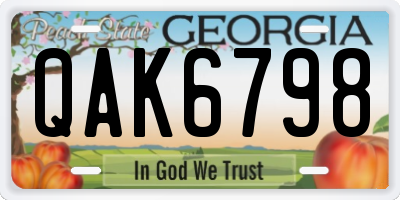 GA license plate QAK6798