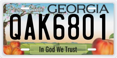 GA license plate QAK6801