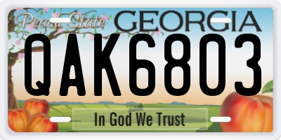 GA license plate QAK6803