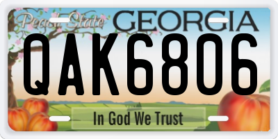 GA license plate QAK6806