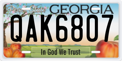 GA license plate QAK6807