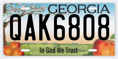 GA license plate QAK6808