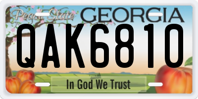 GA license plate QAK6810