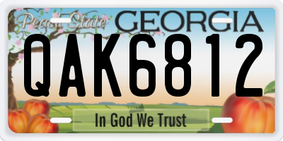 GA license plate QAK6812