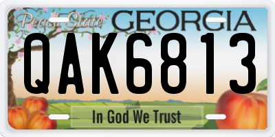 GA license plate QAK6813