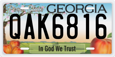 GA license plate QAK6816