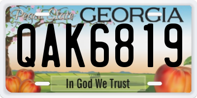 GA license plate QAK6819