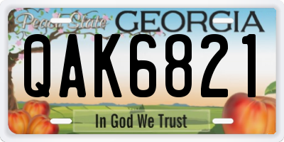 GA license plate QAK6821