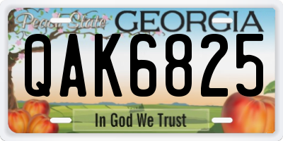 GA license plate QAK6825
