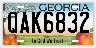 GA license plate QAK6832