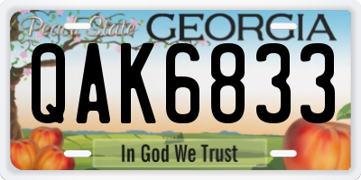 GA license plate QAK6833