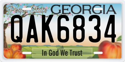 GA license plate QAK6834