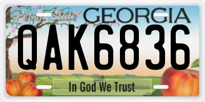 GA license plate QAK6836