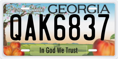 GA license plate QAK6837
