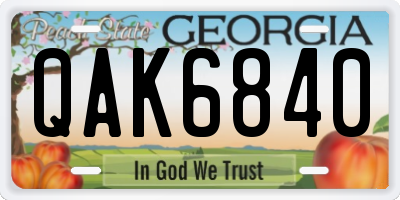 GA license plate QAK6840