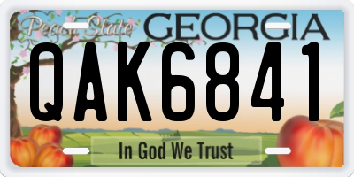 GA license plate QAK6841