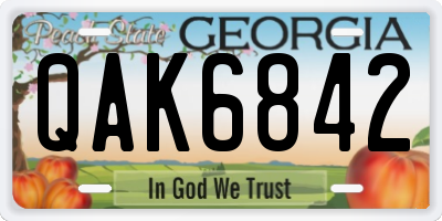 GA license plate QAK6842