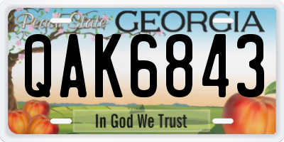 GA license plate QAK6843