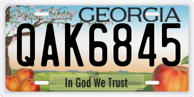 GA license plate QAK6845