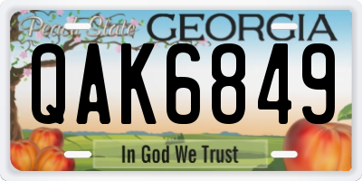 GA license plate QAK6849