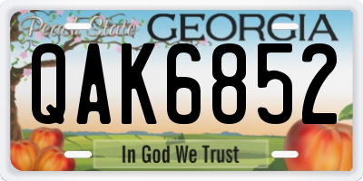 GA license plate QAK6852