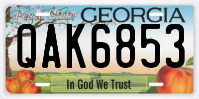 GA license plate QAK6853