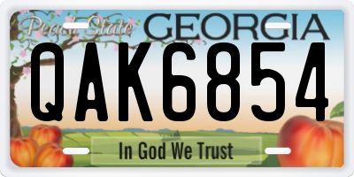 GA license plate QAK6854