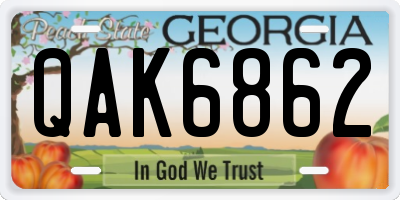 GA license plate QAK6862