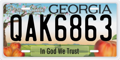 GA license plate QAK6863