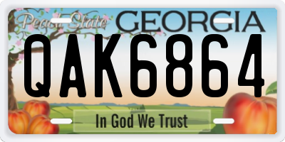 GA license plate QAK6864