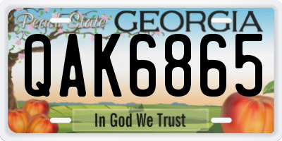 GA license plate QAK6865