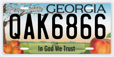 GA license plate QAK6866