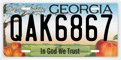 GA license plate QAK6867