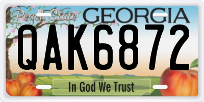GA license plate QAK6872