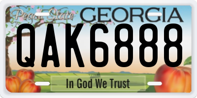 GA license plate QAK6888