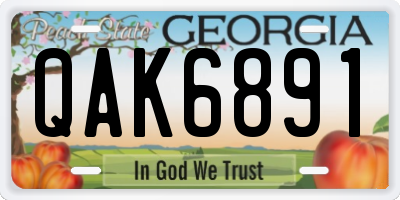 GA license plate QAK6891