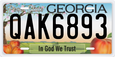 GA license plate QAK6893