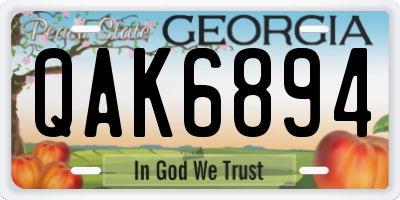 GA license plate QAK6894