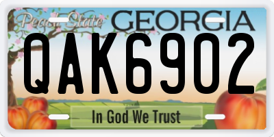 GA license plate QAK6902