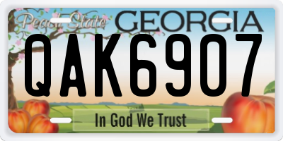 GA license plate QAK6907