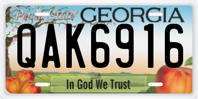 GA license plate QAK6916