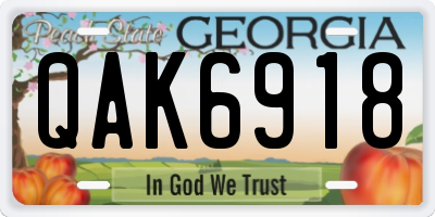 GA license plate QAK6918