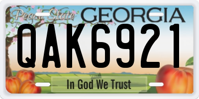 GA license plate QAK6921