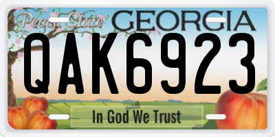 GA license plate QAK6923