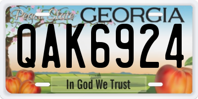 GA license plate QAK6924