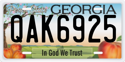 GA license plate QAK6925
