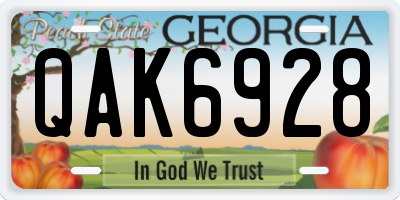 GA license plate QAK6928