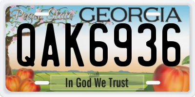 GA license plate QAK6936